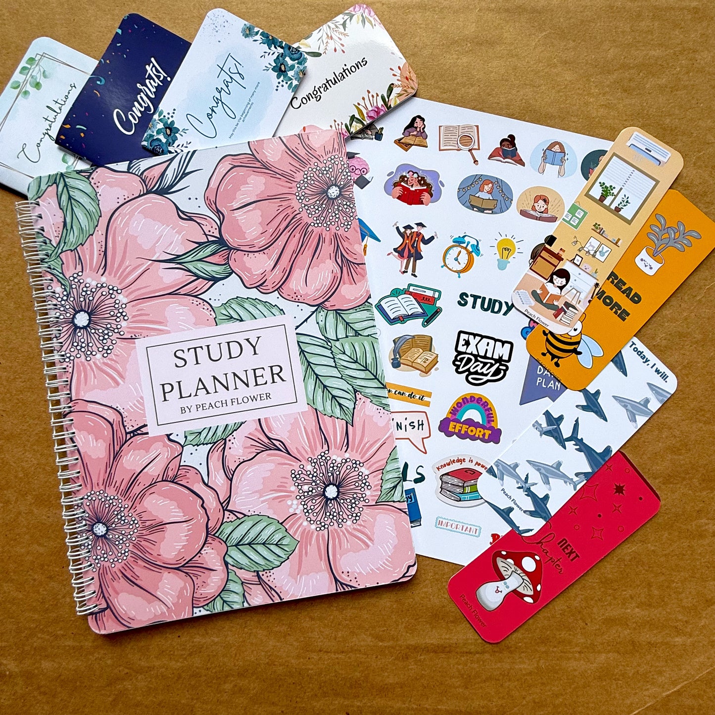 Study Planner (Free: Sticker Sheet + 4 Bookmarks + 4 Cards)