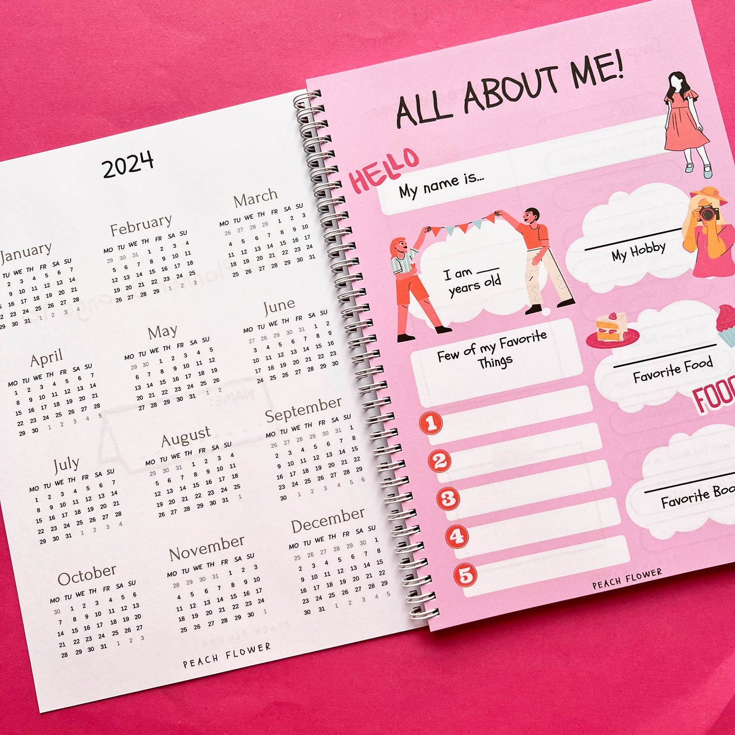 Yearly Planner 2024 (Free: 2 Sticker Sheets + 4 Bookmarks + 6 Cards)