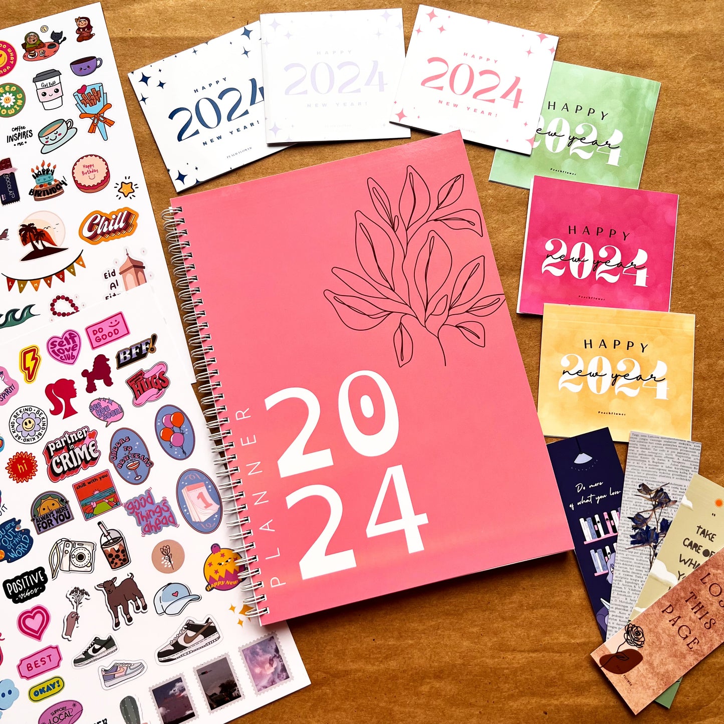 Yearly Planner 2024 (Free: 2 Sticker Sheets + 4 Bookmarks + 6 Cards)