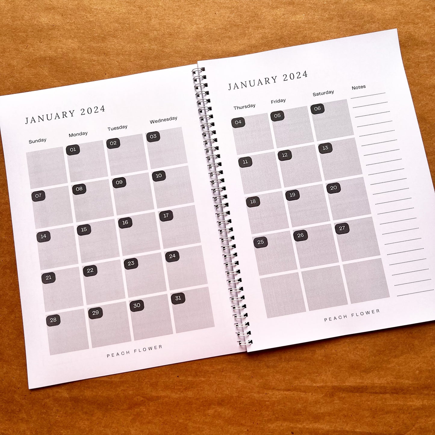 Yearly Planner 2024 Black n White