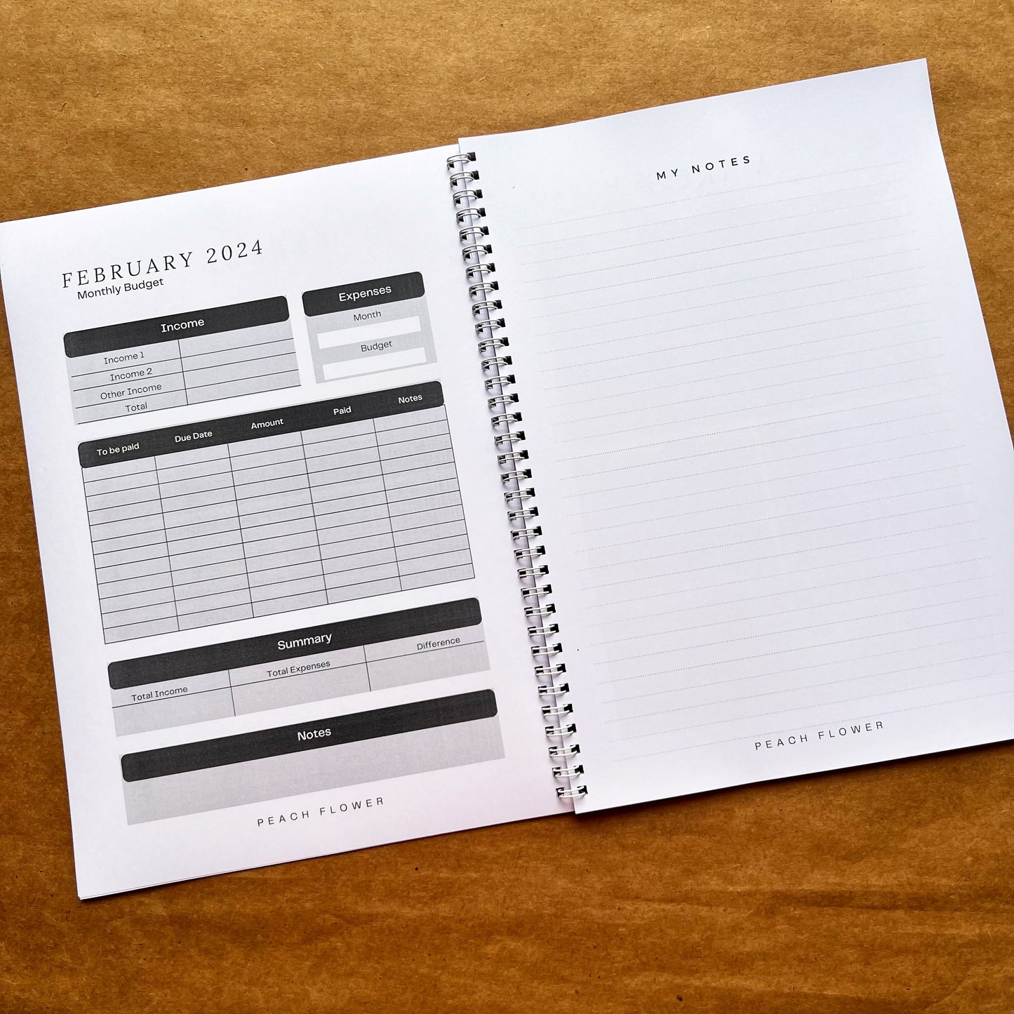 Yearly Planner 2024 Black n White