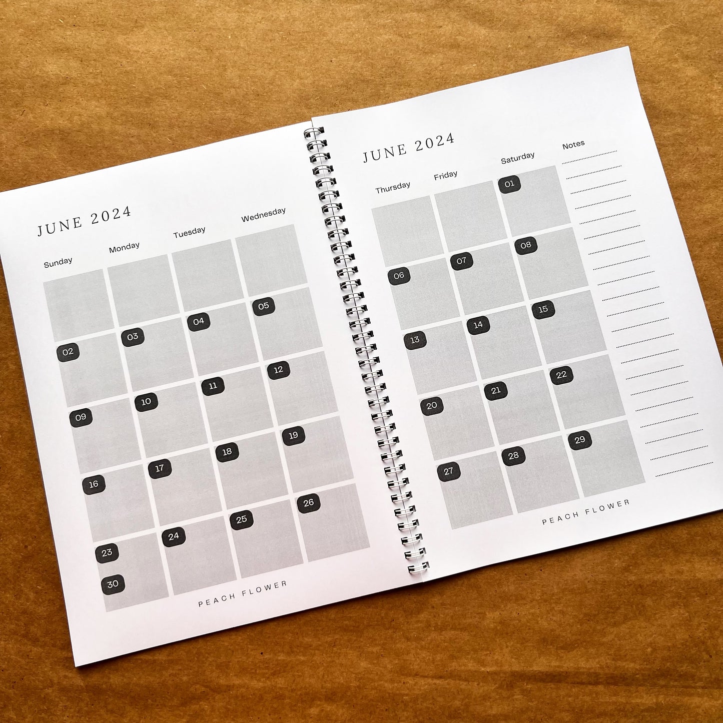 Yearly Planner 2024 Black n White