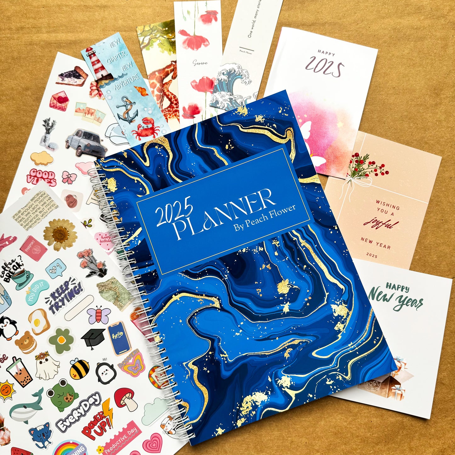 Yearly Planner 2025 (Free: 2 Sticker Sheets + 4 Bookmarks + 3 Cards)