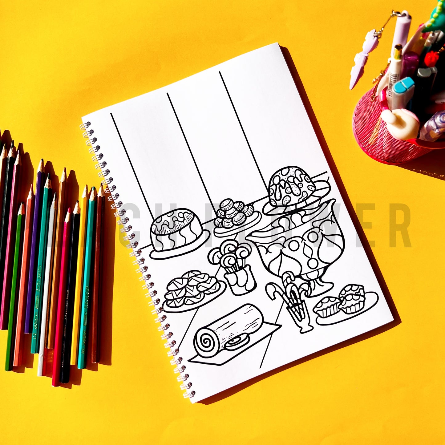Adult Coloring Book: Food Version 2 in 1