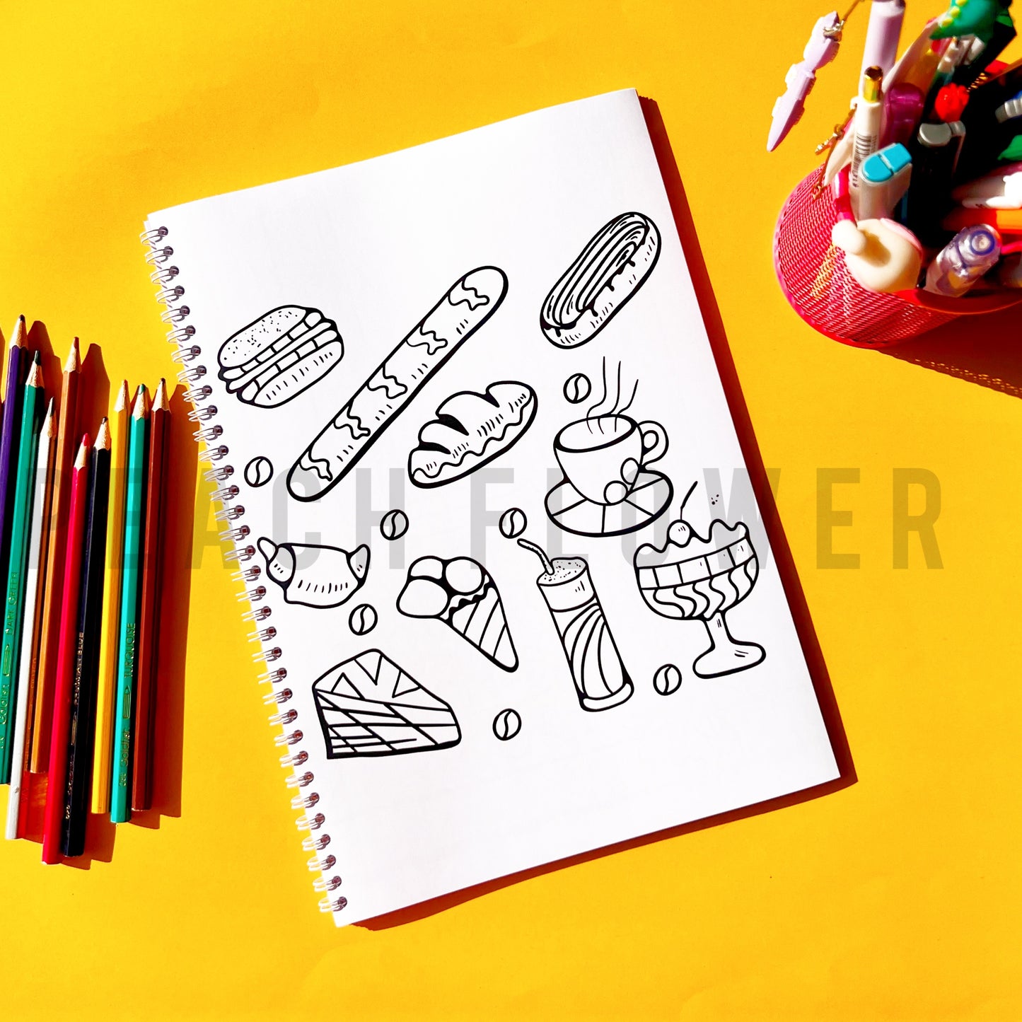 Adult Coloring Book: Food Version 2 in 1