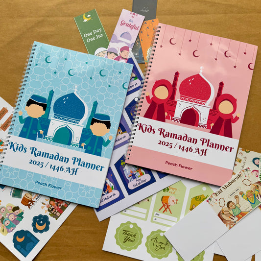 Kids Ramadan Planner 2025 ( Free: Sticker sheet, 3 cards, 4 Bookmarks, 18 Tags)