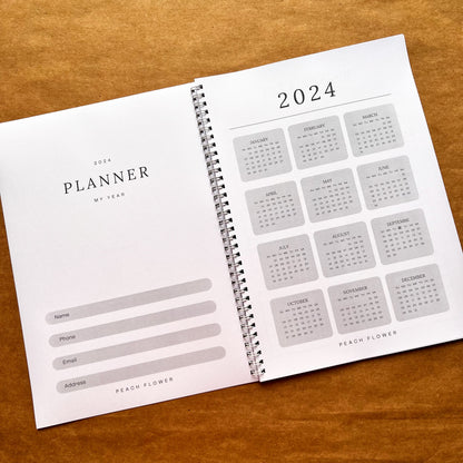 Yearly Planner 2024 Black n White