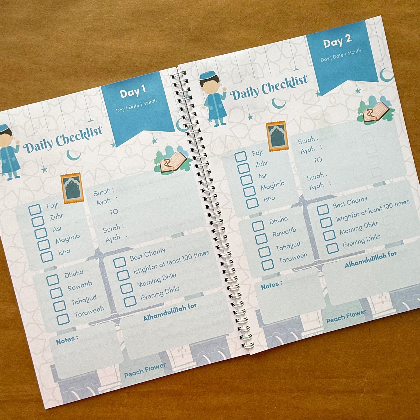 Kids Ramadan Planner 2025 ( Free: Sticker sheet, 3 cards, 4 Bookmarks, 18 Tags)