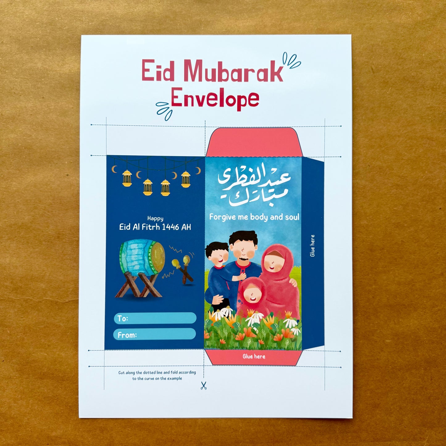 Eid Mubarak self-cut Envelops