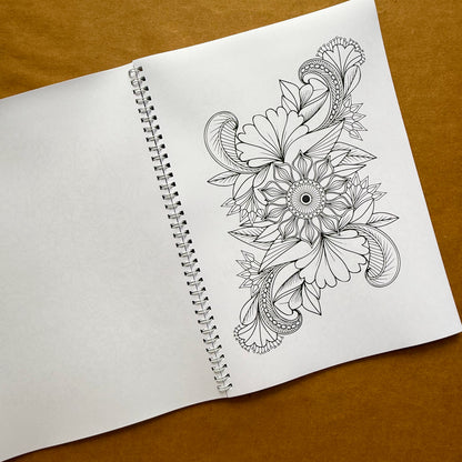 Adult Coloring Book: Floral Version 2 in 1