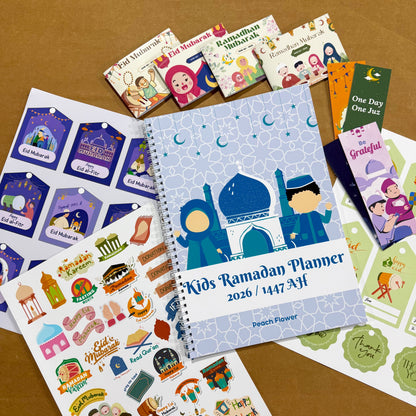 Kids Ramadan Planner 2026 ( Free: Sticker sheet, 4 cards, 4 Bookmarks, 18 Tags)