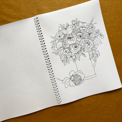 Adult Coloring Book: Floral Version 2 in 1