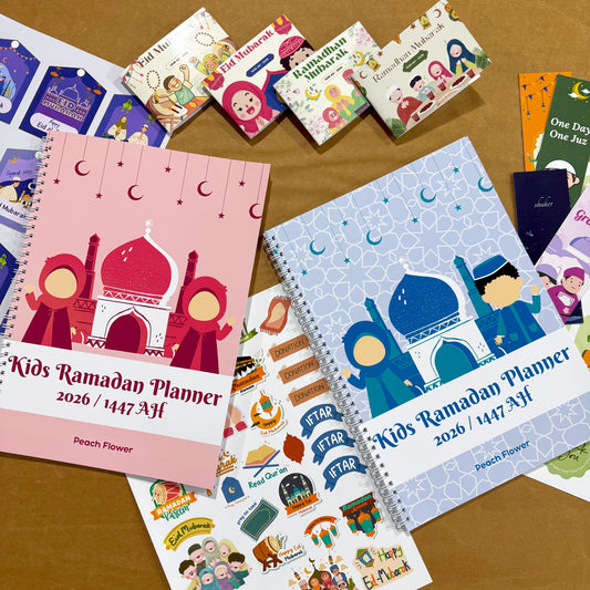 Kids Ramadan Planner 2026 ( Free: Sticker sheet, 4 cards, 4 Bookmarks, 18 Tags)