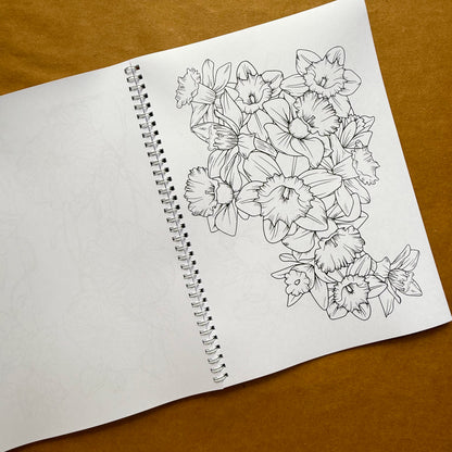 Adult Coloring Book: Floral Version 2 in 1