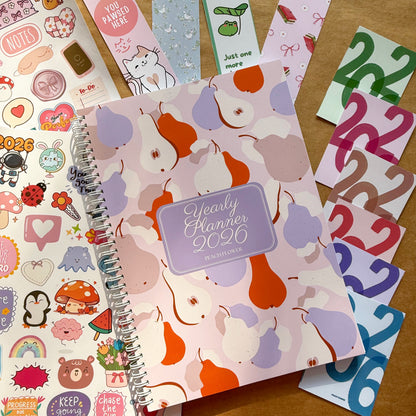 Yearly Planner 2026 (Free: 2 Sticker Sheets + 4 Bookmarks + 6 Cards)