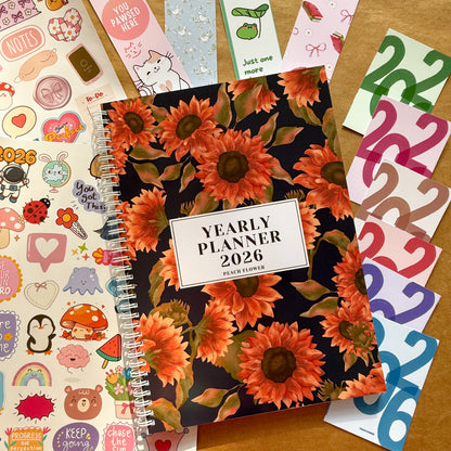 Yearly Planner 2026 (Free: 2 Sticker Sheets + 4 Bookmarks + 6 Cards)
