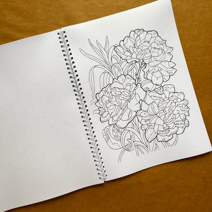 Adult Coloring Book: Floral Version 2 in 1