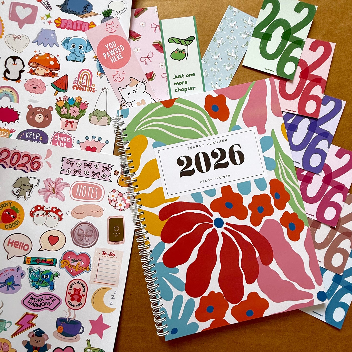 Yearly Planner 2026 (Free: 2 Sticker Sheets + 4 Bookmarks + 6 Cards)