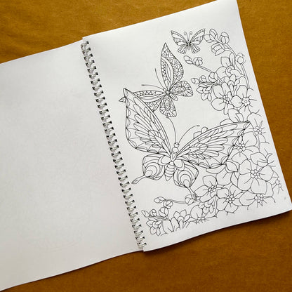 Adult Coloring Book: Floral Version 2 in 1