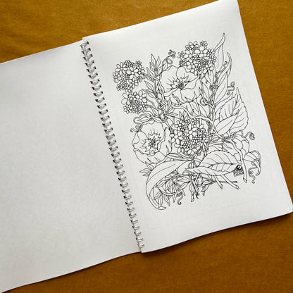 Adult Coloring Book: Floral Version 2 in 1