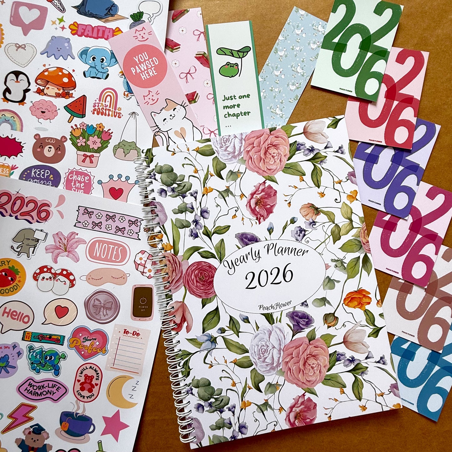 Yearly Planner 2026 (Free: 2 Sticker Sheets + 4 Bookmarks + 6 Cards)