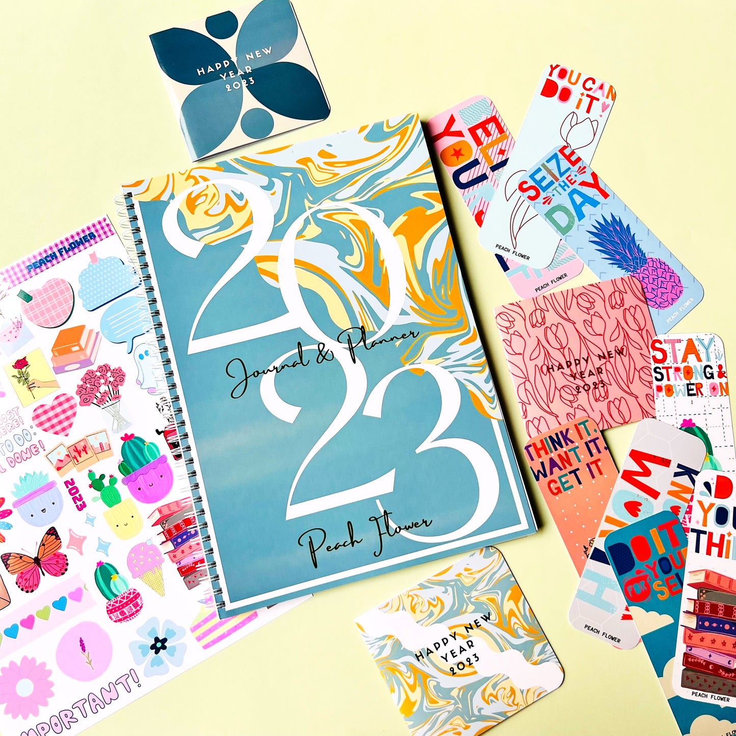 Yearly Planner 2023 (Free: Stickers + Bookmarks + Cards)