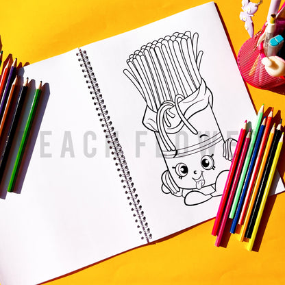 Adult Coloring Book: Food Version 2 in 1